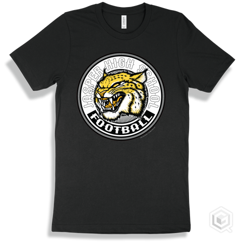 Jasper High School Wildcats Black T-Shirt - Mascot Circle Football Design