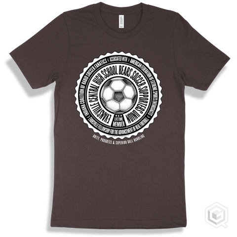 Evansville Central High School Bears Soccer Supporters Union Design - Brown T-shirt