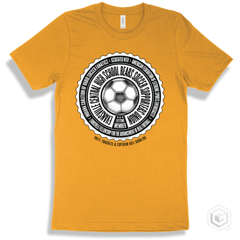 Evansville Central High School Bears Soccer Supporters Union Design - Gold T-shirt