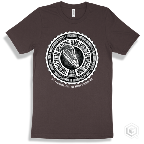 Evansville Central High School Bears Lacrosse Supporters Union Design - Brown T-shirt