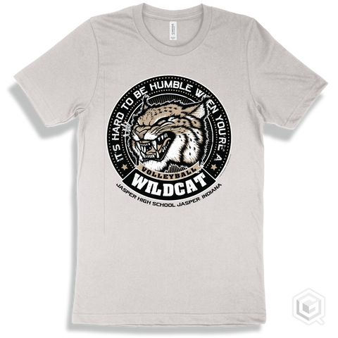 Jasper High School Wildcats White T-Shirt - Hard To Be Humble Volleyball Design