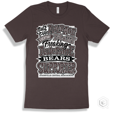 Bear Brown T-shirt - Just Your Average Evansville Central High School Bears Supporter Design