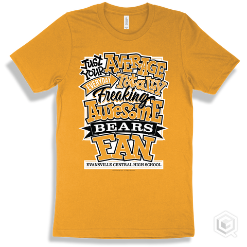 Bear Gold T-shirt - Just Your Average Evansville Central High School Bears Fan Design