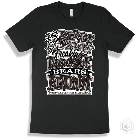 Bear Black T-shirt - Just Your Average Evansville Central High School Bears Alumni Design
