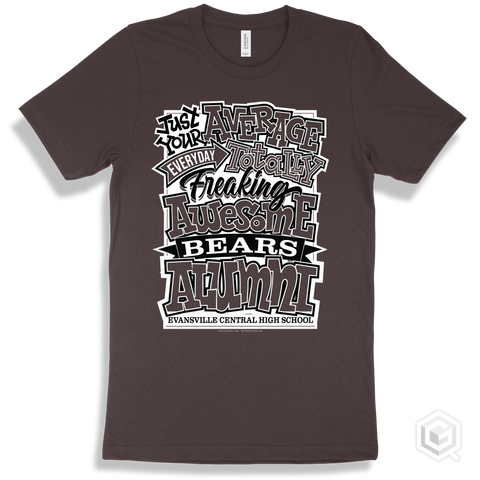 Bear Brown T-shirt - Just Your Average Evansville Central High School Bears Alumni Design