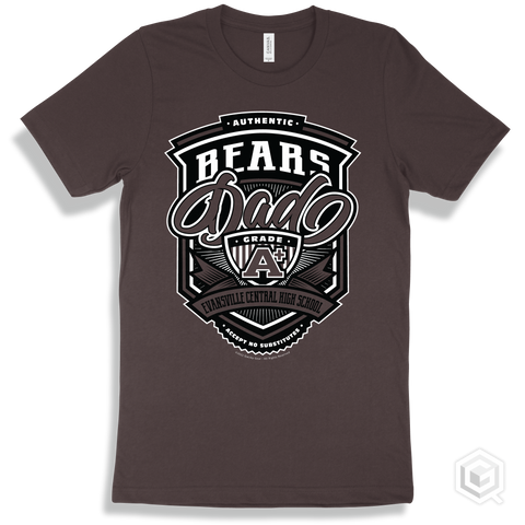 Bear Brown T-shirt - Authentic Grade A Plus Evansville Central High School Bears Dad Design
