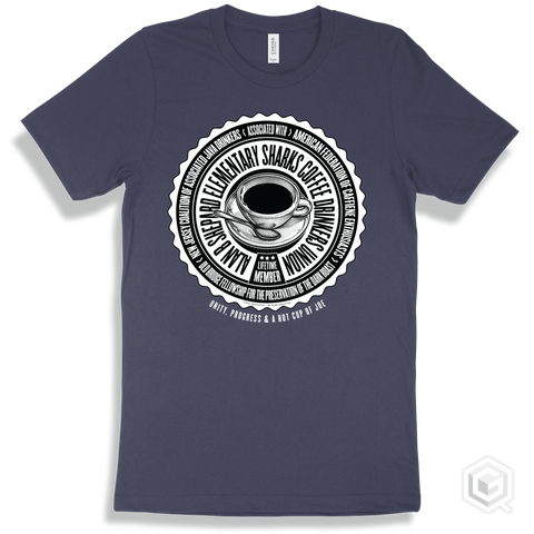 Alan B Shepard Elementary Sharks Coffee Drinkers Union Design - Navy T-shirt
