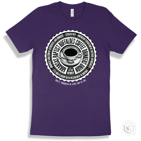 Arkansas Baptist Buffaloes Coffee Drinkers Union Design - Team Purple T-shirt