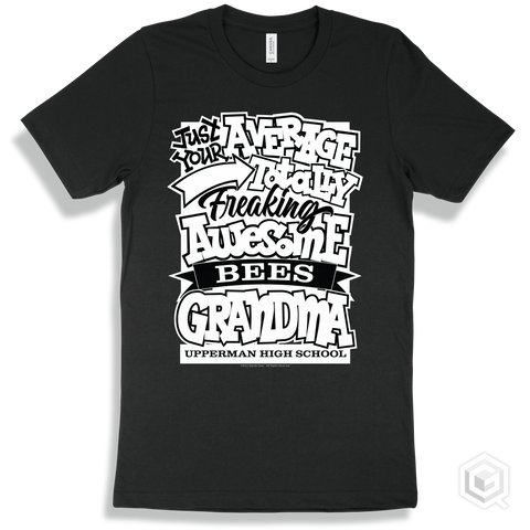 Bee Black T-shirt - Just Your Average Upperman High School Bees Grandma Design