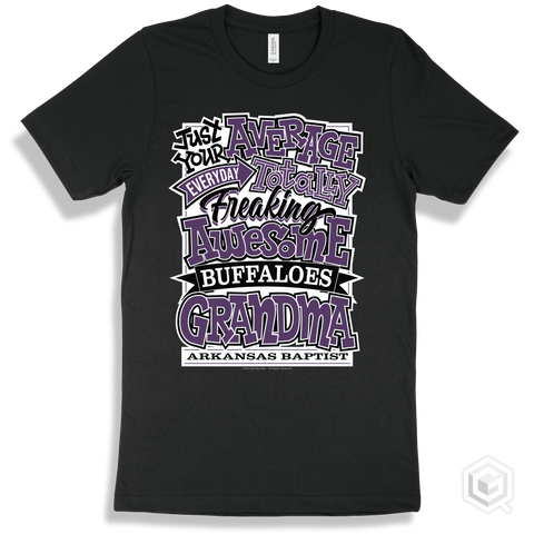 Buffalo Black T-shirt - Just Your Average Arkansas Baptist Buffaloes Grandma Design