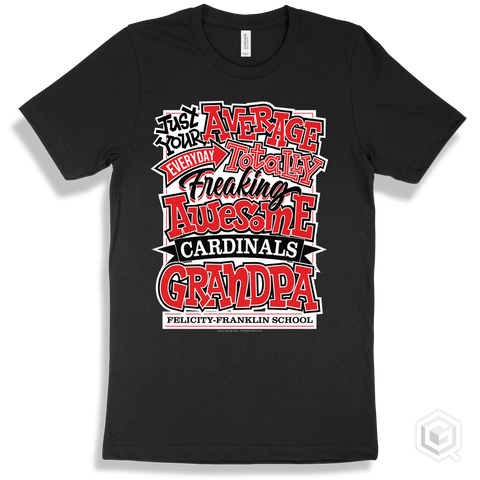 Cardinal Black T-shirt - Just Your Average Felicity-Franklin School Cardinals Grandpa Design