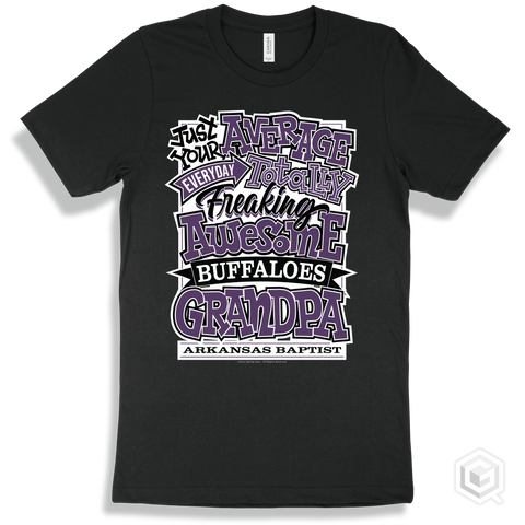 Buffalo Black T-shirt - Just Your Average Arkansas Baptist Buffaloes Grandpa Design