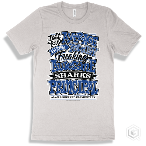 Shark White T-shirt - Just Your Average Alan B Shepard Elementary Sharks Principal Design
