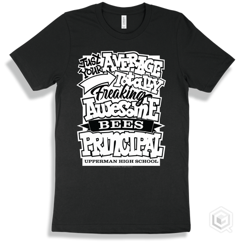 Bee Black T-shirt - Just Your Average Upperman High School Bees Principal Design