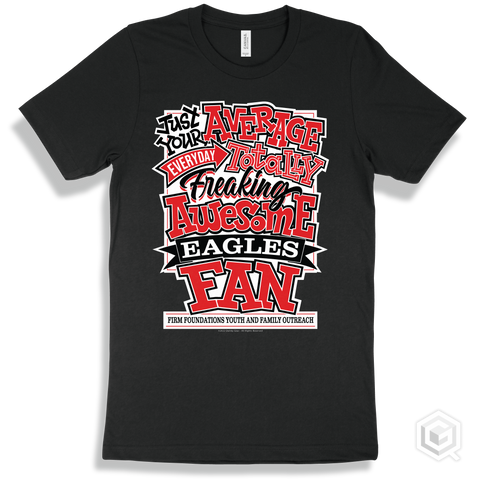 Eagle Black T-shirt - Just Your Average Firm Foundations Youth and Family Outreach Eagles Fan Design