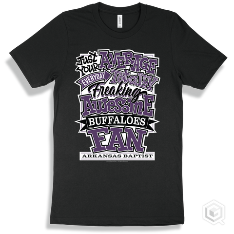 Buffalo Black T-shirt - Just Your Average Arkansas Baptist Buffaloes Fan Design