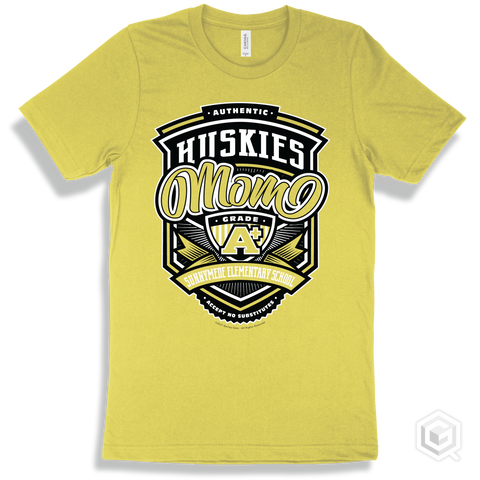 Husky Yellow T-shirt - Authentic Grade A Plus Sunnymede Elementary School Huskies Mom Design