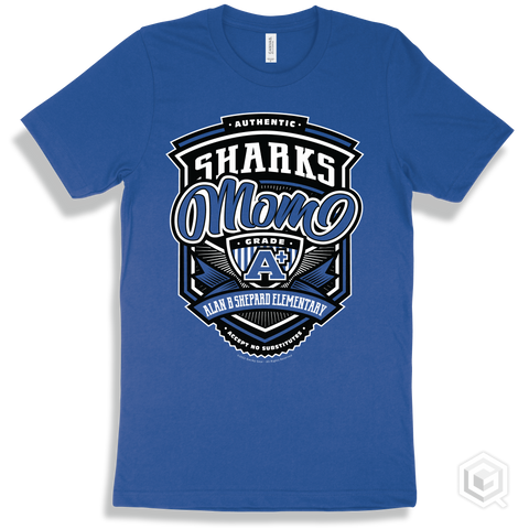Shark True Royal T-shirt - Authentic Grade A Plus Alan B Shepard Elementary Sharks Mom Design