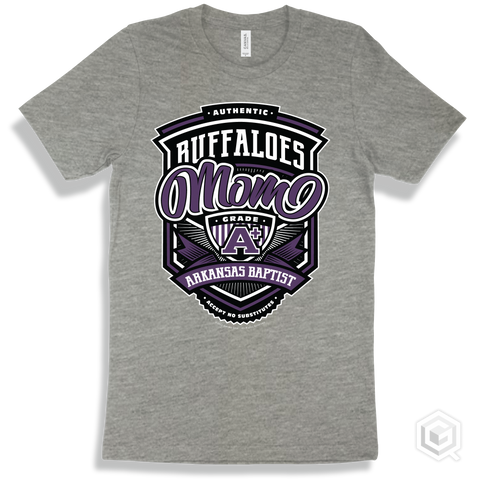 Buffalo Athletic Heather T-shirt - Authentic Grade A Plus Arkansas Baptist Buffaloes Mom Design