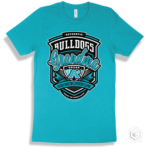 Bulldog Turquoise T-shirt - Authentic Grade A Plus Eugenia Hamilton Elementary Alumni Bulldogs Grandma Design