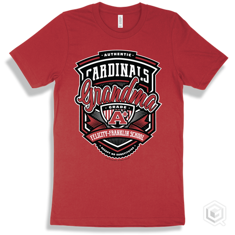 Cardinal Red T-shirt - Authentic Grade A Plus Felicity-Franklin School Cardinals Grandma Design