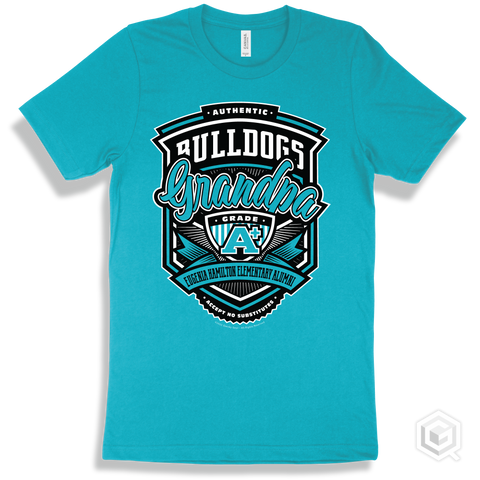 Bulldog Turquoise T-shirt - Authentic Grade A Plus Eugenia Hamilton Elementary Alumni Bulldogs Grandpa Design