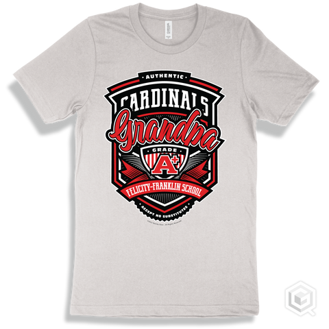 Cardinal White T-shirt - Authentic Grade A Plus Felicity-Franklin School Cardinals Grandpa Design