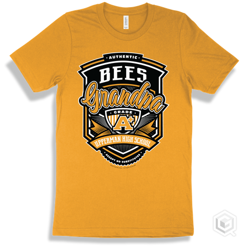 Bee Gold T-shirt - Authentic Grade A Plus Upperman High School Bees Grandpa Design