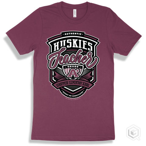 Husky Maroon T-shirt - Authentic Grade A Plus Sunnymede Elementary School Huskies Teacher Design