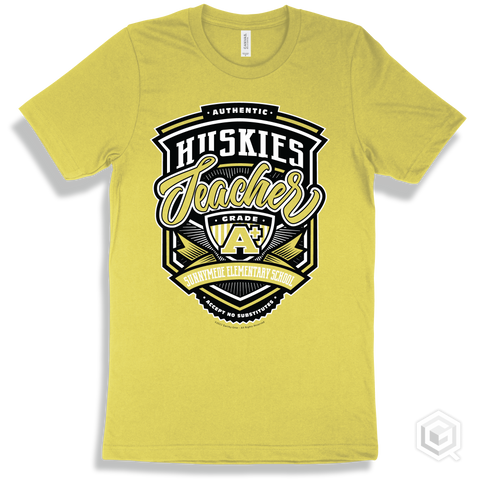 Husky Yellow T-shirt - Authentic Grade A Plus Sunnymede Elementary School Huskies Teacher Design