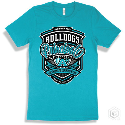 Bulldog Turquoise T-shirt - Authentic Grade A Plus Eugenia Hamilton Elementary Alumni Bulldogs Principal Design
