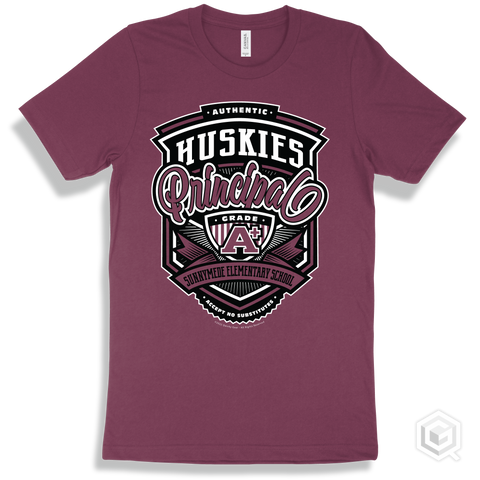 Husky Maroon T-shirt - Authentic Grade A Plus Sunnymede Elementary School Huskies Principal Design