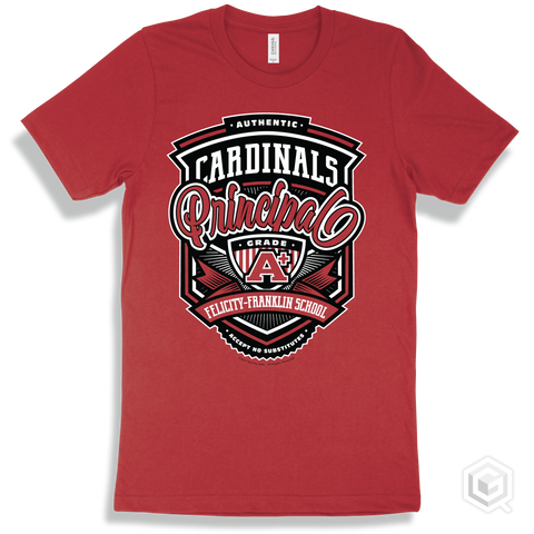 Cardinal Red T-shirt - Authentic Grade A Plus Felicity-Franklin School Cardinals Principal Design