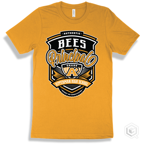 Bee Gold T-shirt - Authentic Grade A Plus Upperman High School Bees Principal Design