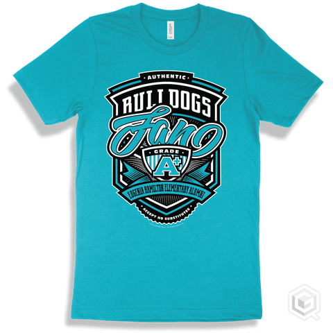 Bulldog Turquoise T-shirt - Authentic Grade A Plus Eugenia Hamilton Elementary Alumni Bulldogs Fan Design