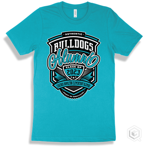 Bulldog Turquoise T-shirt - Authentic Grade A Plus Eugenia Hamilton Elementary Alumni Bulldogs Alumni Design