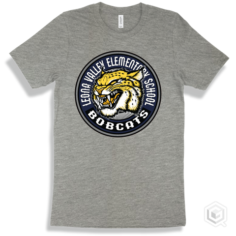 Leona Valley Elementary School Bobcats Athletic Heather T-Shirt - Mascot Circle Design