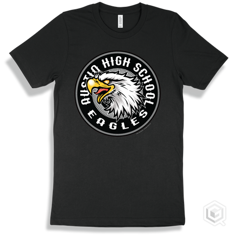 Austin High School Eagles Black T-Shirt - Mascot Circle Design
