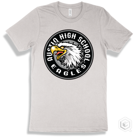 Austin High School Eagles White T-Shirt - Mascot Circle Design