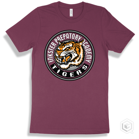 Inkster Prepatory Academy Tigers Maroon T-Shirt - Mascot Circle Design