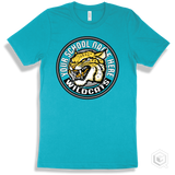 Your School Name Here Wildcats Turquoise T-Shirt - Mascot Circle Design