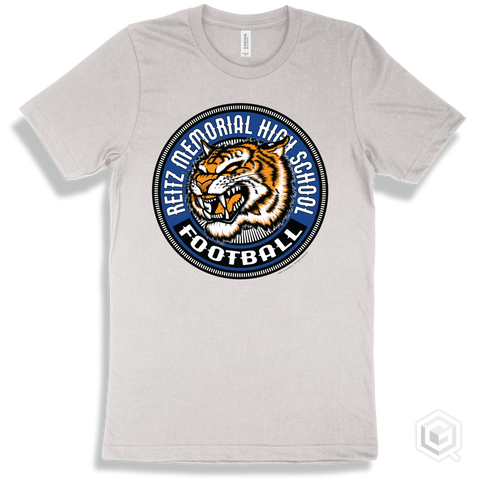 Reitz Memorial High School Tigers White T-Shirt - Mascot Circle Football Design