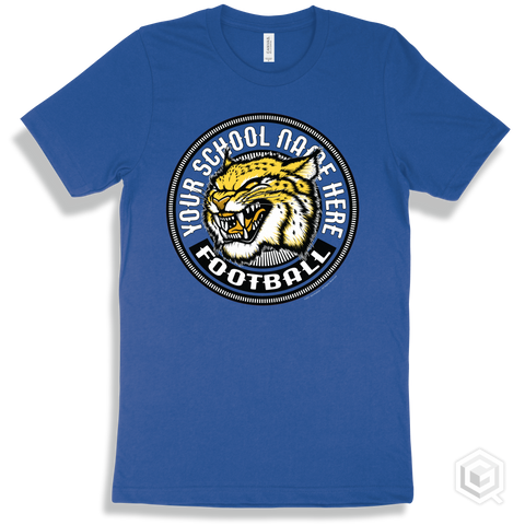 Your School Name Here Wildcats True Royal T-Shirt - Mascot Circle Football Design
