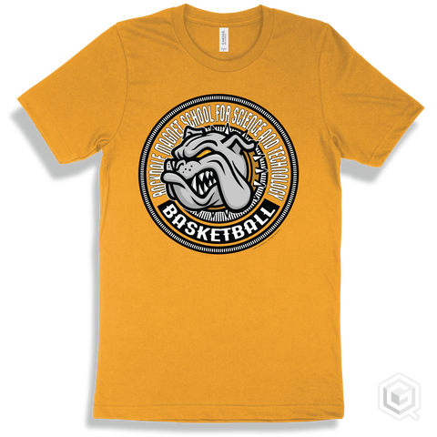 Rockdale Magnet School for Science and Technology Bulldogs Gold T-Shirt - Mascot Circle Basketball Design