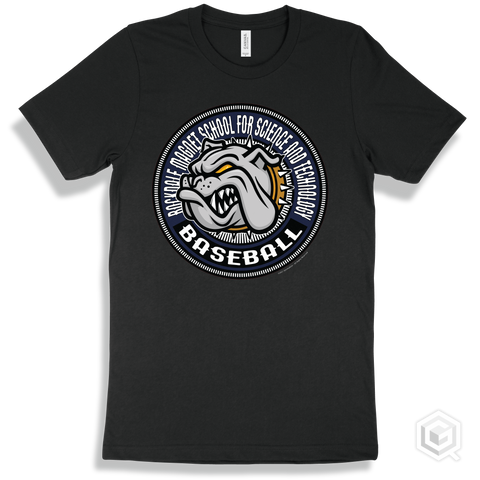 Rockdale Magnet School for Science and Technology Bulldogs Black T-Shirt - Mascot Circle Baseball Design