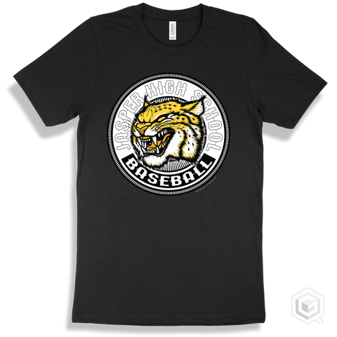 Jasper High School Wildcats Black T-Shirt - Mascot Circle Baseball Design