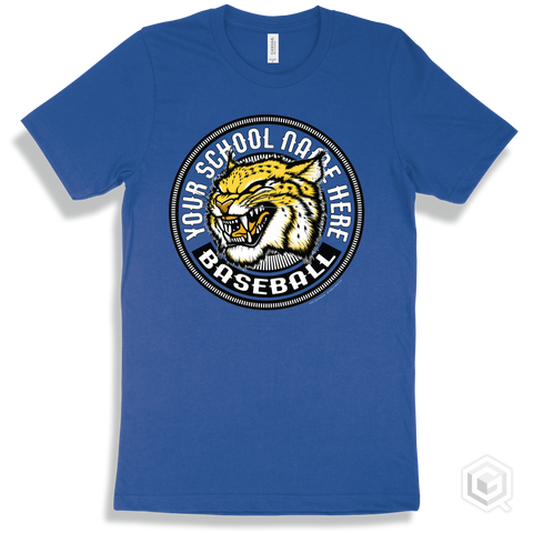 Your School Name Here Wildcats True Royal T-Shirt - Mascot Circle Baseball Design
