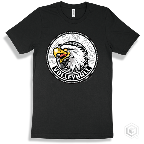 Austin High School Eagles Black T-Shirt - Mascot Circle Volleyball Design
