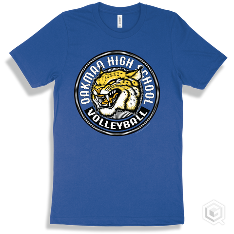 Oakman High School Wildcats True Royal T-Shirt - Mascot Circle Volleyball Design