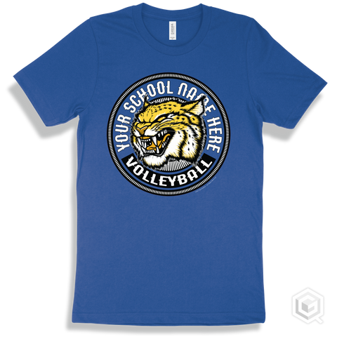 Your School Name Here Wildcats True Royal T-Shirt - Mascot Circle Volleyball Design